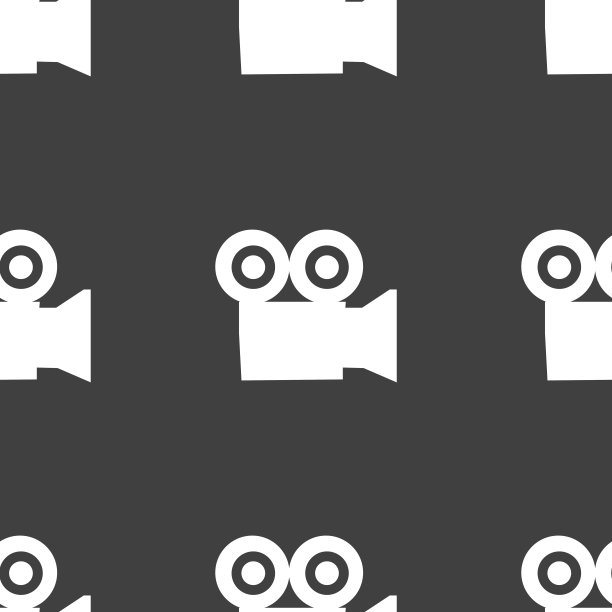 摄像机图标标志。灰色背景上的无缝模式。向量图片下载