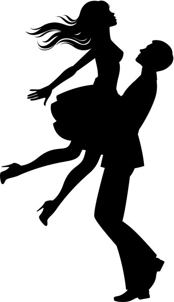 一对相爱的情侣的剪影图片下载