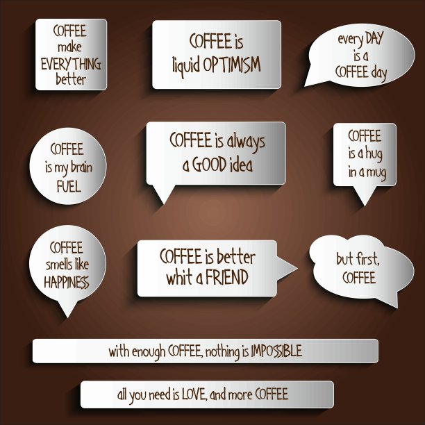 标签，标签，按钮，有关于咖啡信息的贴纸图片下载