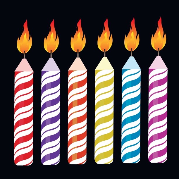 一套彩色燃烧的复古蜡烛图片下载