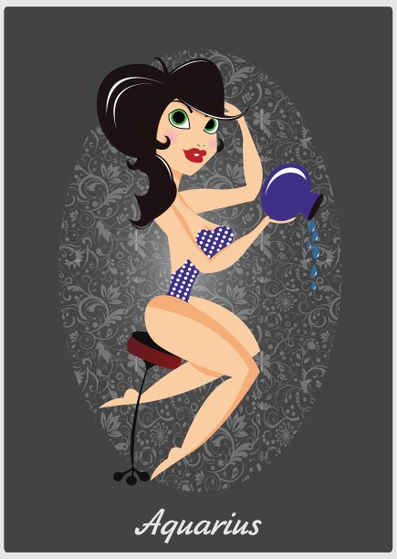 黄道星座宝瓶座有一个美丽的女孩图片下载