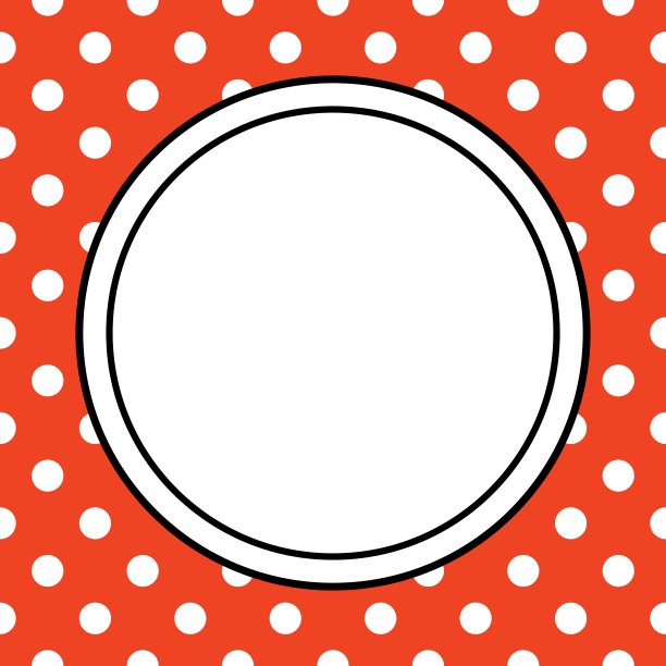 矢量框架与波尔卡点在红色的背景图片下载