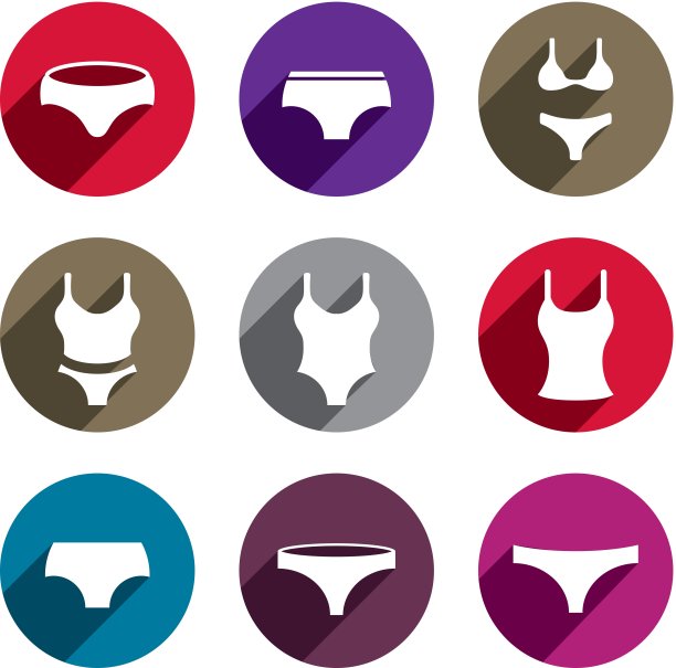 女人内衣向量图标设置。图片下载