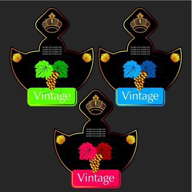 陈年葡萄酒标签套装图片下载