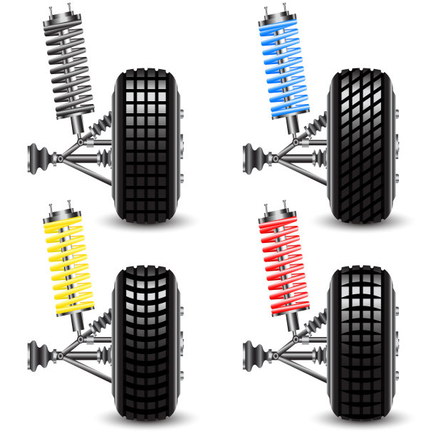 设置前车悬挂，正面视图。矢量图图片下载