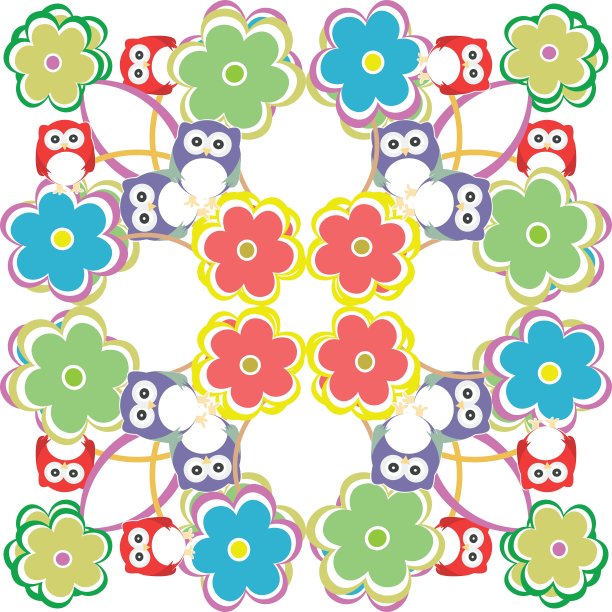 可爱的无缝猫头鹰背景图案的孩子在矢量图片下载