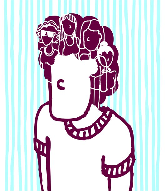 思考女人/男人的思维工作矢量图片下载