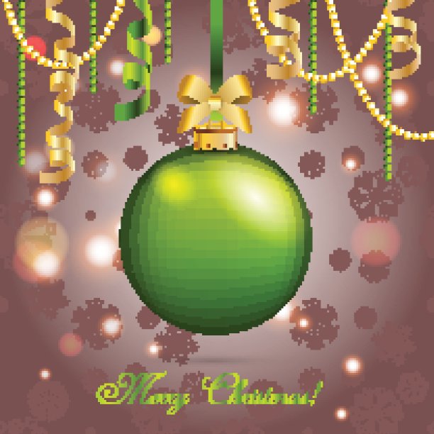 新年贺卡。带蝴蝶结和丝带的圣诞舞会。图片下载