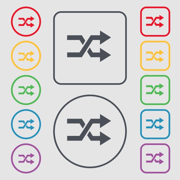 调整图标的迹象。符号在带有框架的圆形和方形按钮上。向量图片下载