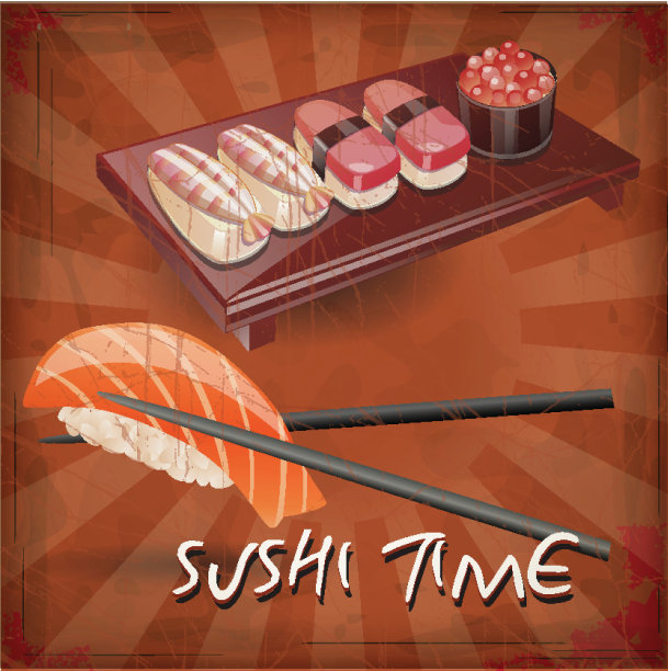 寿司的矢量图与垃圾效果图片下载