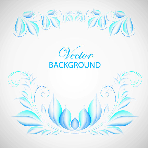 彩色蓝叶插图图片下载