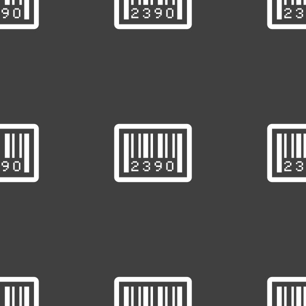 条形码图标符号。灰色背景上的无缝模式。向量图片下载