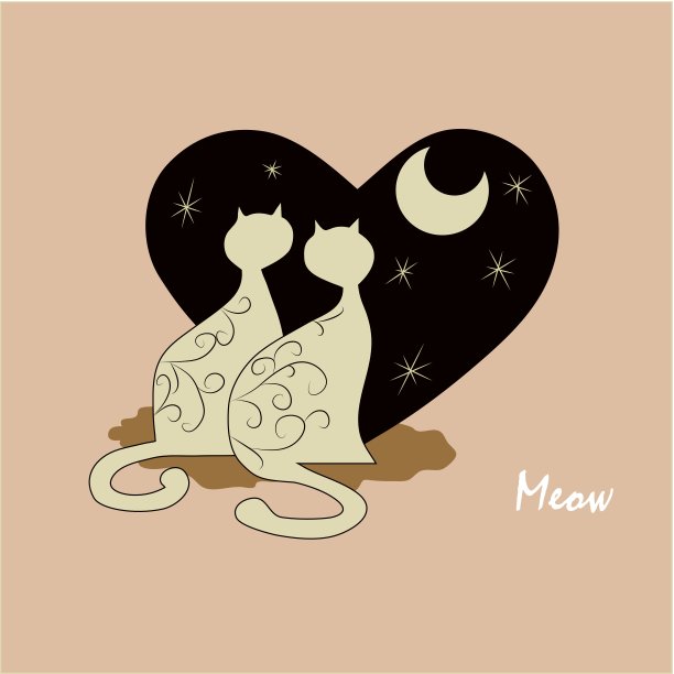 两只恋爱中的猫图片下载