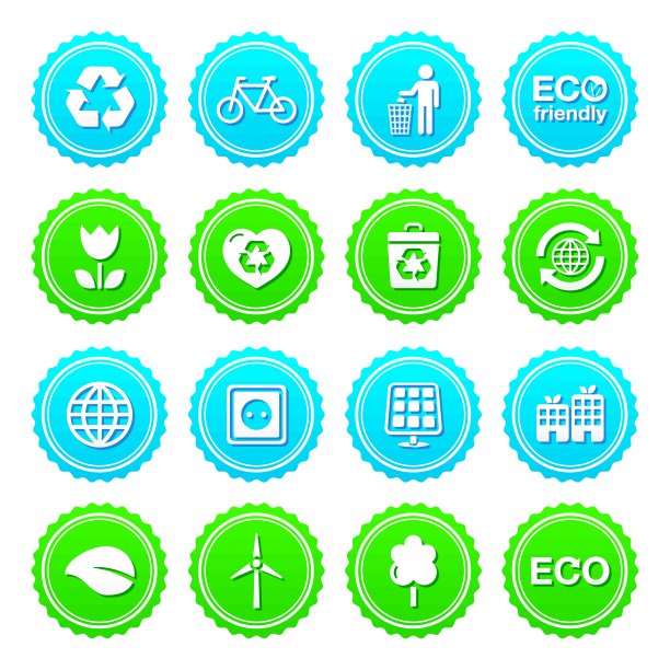 生态环保标签集生态、循环、生态动力理念图片下载