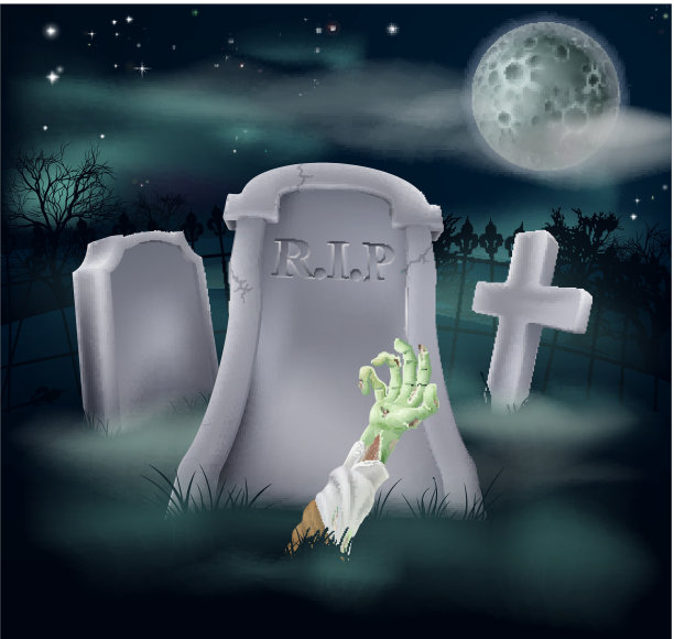 僵尸坟墓插图图片下载