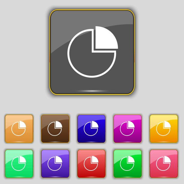 信息图表图标符号。为你的网站设置11个颜色的按钮。向量图片下载