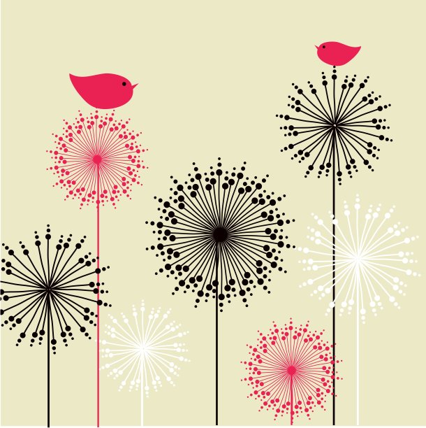 可爱的贺卡和小鸟在秋千上图片下载