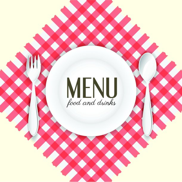 用勺子和叉子盛盘子图片下载