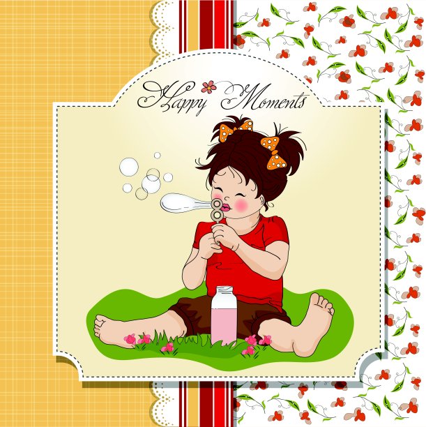 有趣可爱的小女孩吹肥皂泡图片下载
