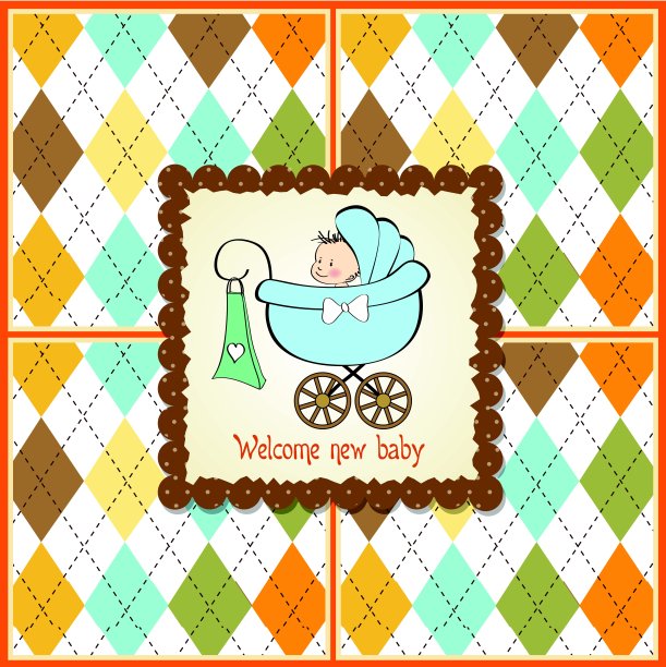 婴儿公告卡与小男孩图片下载