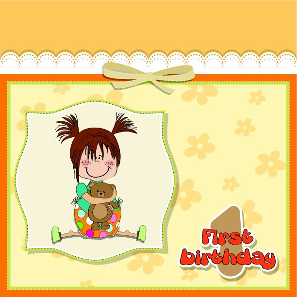 小女孩的一岁生日图片下载