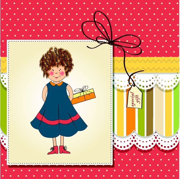 卷曲的小女孩她藏了一份礼物图片下载