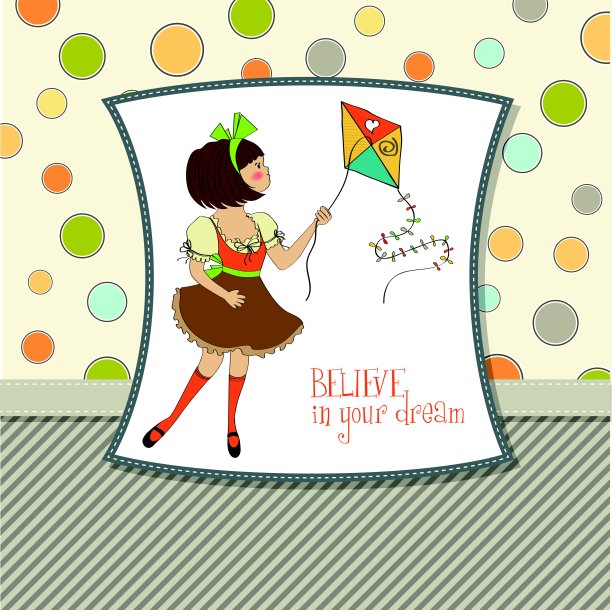 可爱的青少年在玩风筝图片下载