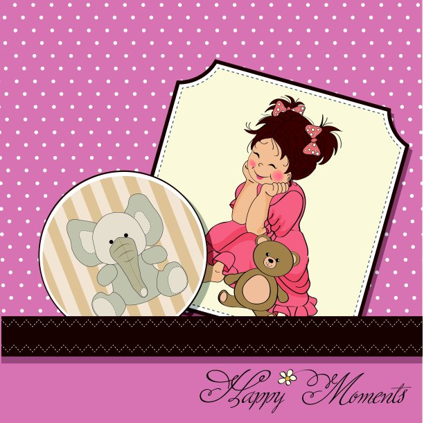 小女孩玩她的玩具熊图片下载