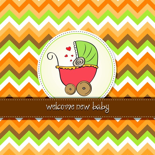 精致的婴儿淋浴卡与婴儿车图片下载