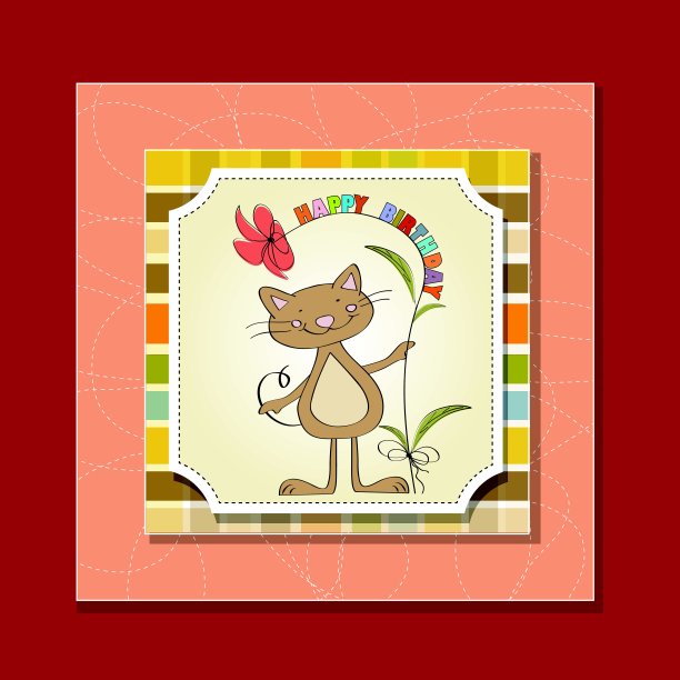 生日贺卡和有趣的猫图片下载