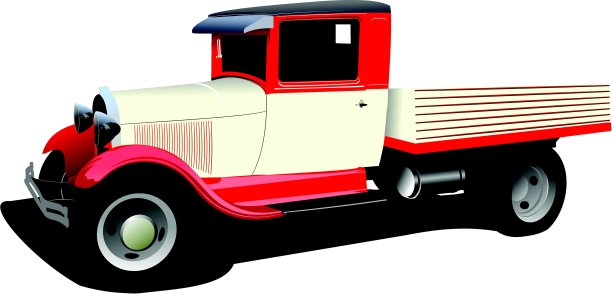 老式的稀有卡车。矢量图图片下载