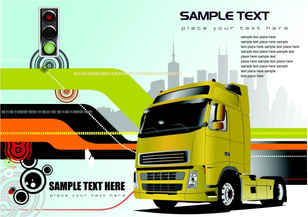 抽象的高科技背景与汽车形象。向量图片下载