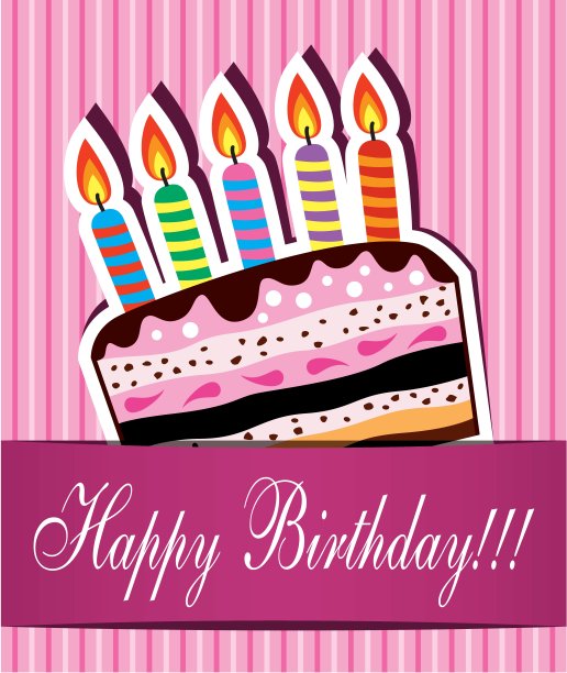 带巧克力蛋糕的矢量生日卡片图片下载