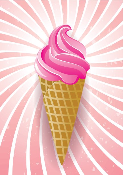 矢量冰淇淋圆锥在复古的背景图片下载