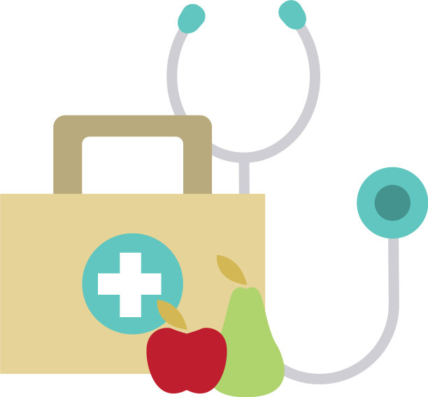 听诊器水果和急救箱图片下载