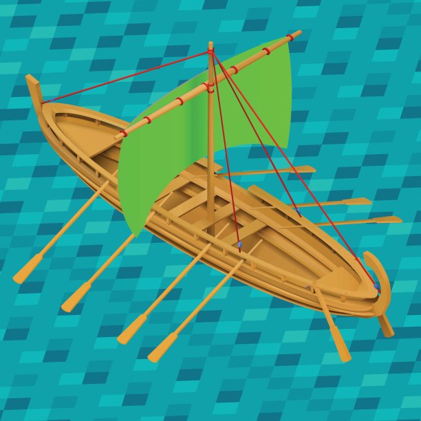 帆船等距矢量图图片下载