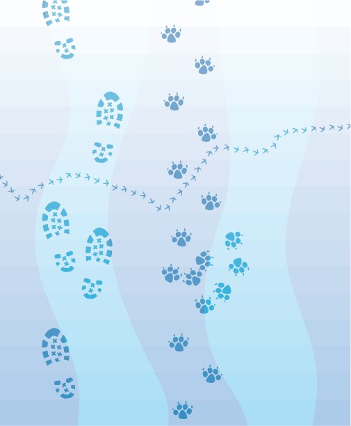 雪地上有矢量脚印图片下载