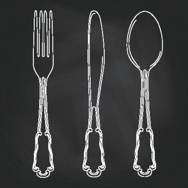 矢量手绘插图与餐具。草图。古董图片下载