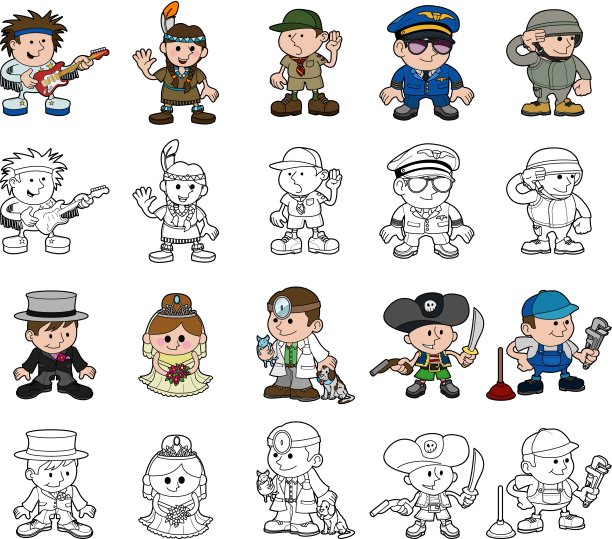 可爱卡通人物套装图片下载