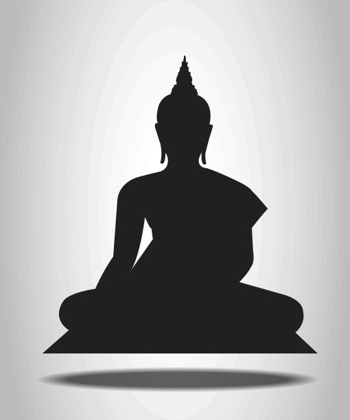 白色背景上的佛像剪影图片下载