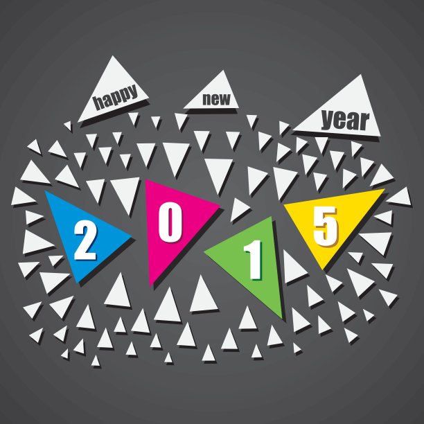 创意丰富多彩的2015年迎新设计，用三角形图片下载