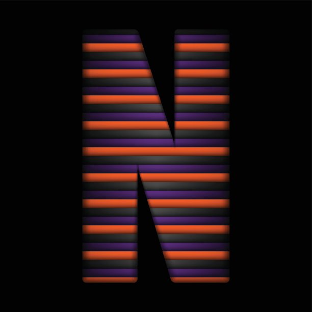 万圣节字母条纹黑橙色紫色矢量图片下载