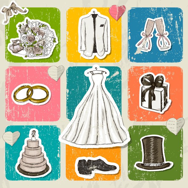 复古婚礼海报。图片下载