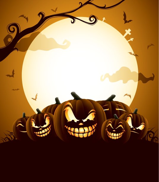 月光下的万圣节南瓜图片下载