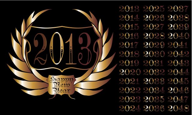 金年月桂花环矢量艺术图片下载