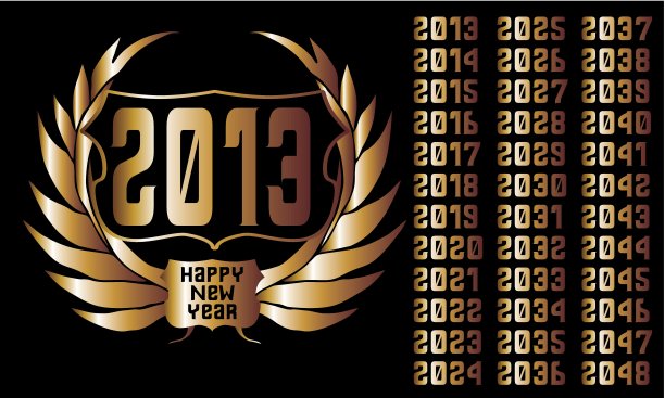 金年月桂花环矢量艺术图片下载