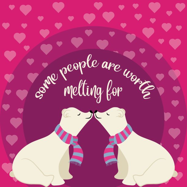 漂亮的横幅上写着北极熊在恋爱图片下载