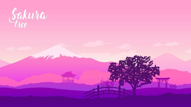 有瀑布的富士山图片下载