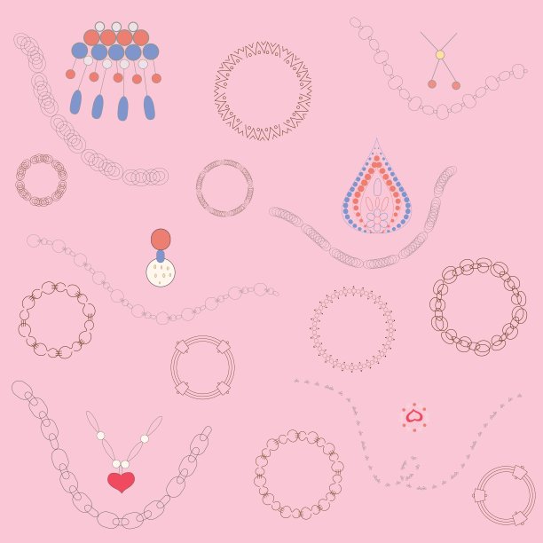 珠宝装饰插图在粉红色的背景。图片下载