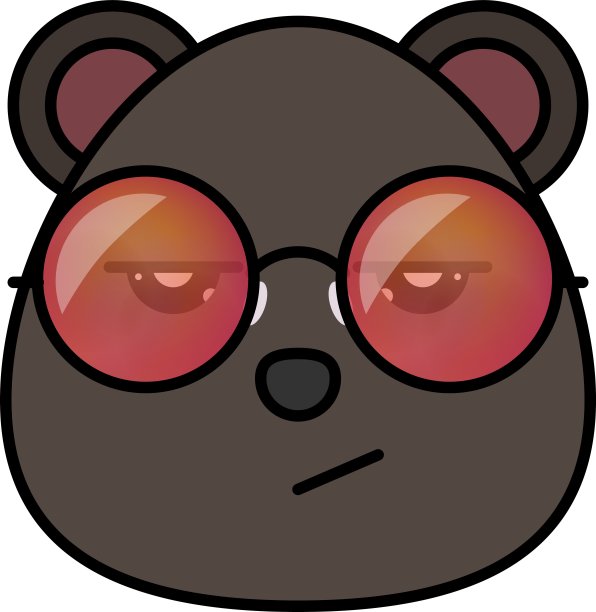 可爱的熊戴着时髦的太阳镜。动物卡通矢量插图图片下载